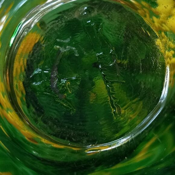 Art Glass Swirling Green/ Yellow Flowers Paperweight Signed Wilkerson '15   - Picture 5 of 7